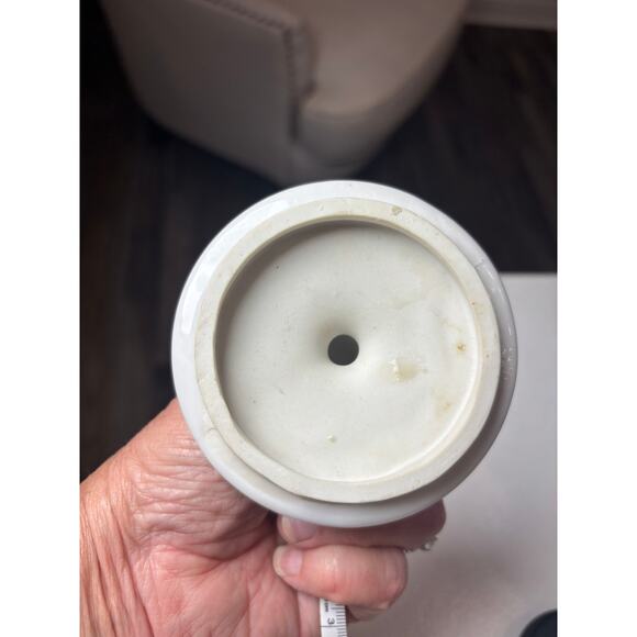 Vtg Chinese Oriental Blue white Porcelain Globe jar w/lid ginger jar chinoiserie - Picture 7 of 9